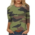 thumbnail image 2 of FcBaudy Hauts pour Femmes, Blouses et Chemises à Manches Longues et Col Rond, Chemises pour Femmes Mode Femmes Imprimé Col Rond T-shirt Manches 3/4 Chandail Haut Blouse Femmes Blouse en Polyester, 2 of 5
