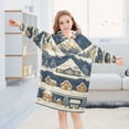 thumbnail image 5 of FORMRS Wearable Blanket Hoodie with Sleeves for Kids Cozy Flannel Sweatshirt, Winter Village, 5 of 7