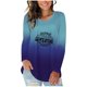 thumbnail image 1 of ICHUANYI Liquidación Camiseta de manga larga con cuello en V y color degradado para mujer ICHUANYI WER202308233305, 1 of 4