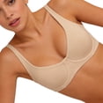 thumbnail image 5 of IQOGKRN Women's Underwire Bra Seamless Unpadded Support Bra with Wide Straps for Lift Comfortable Bra Beige L, 5 of 8