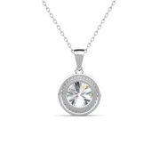 Cate & Chloe Mariah 18k White Gold Plated Halo Pendant Necklace with Simulated Diamonds for Women