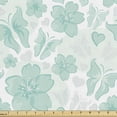 thumbnail image 1 of Turquoise Fabric by The Yard, Flowers Butterflies Leaves Pattern Springtime Romantic Design Nature, Decorative Fabric for Upholstery and Home Accents, by Ambesonne, 1 of 4
