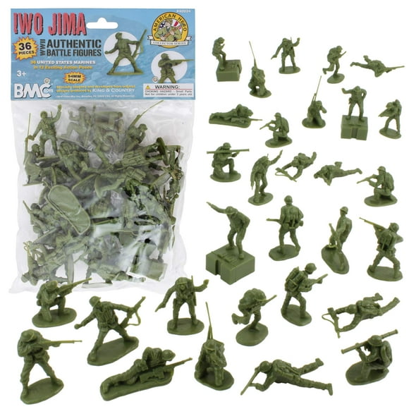 Figuras BMC Iwo Jima US Marines de plástico para hombre de la Segunda Guerra Mundial, 36 unidades