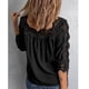 thumbnail image 4 of Camisetas de verano de Color puro con puños de hombro y cuello cuadrado de encaje para mujer, 4 of 6