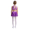 thumbnail image 3 of Sholeno Children Girls Gymnastic Bodysuit Latin Jazz Dance Leotard Dress Ballet Dancewear Sequins Jumpsuit Purple 12, 3 of 6