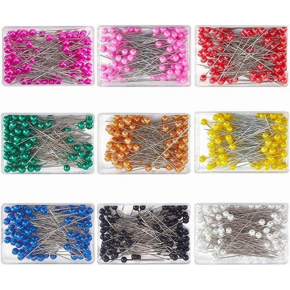 900Pcs Metal Ball Head Sewing Pins Colored Straight Pins 1.48In Long Small Pearlized Ball Fabric Stainless Steel Quilting Dressmaker Pin Kit