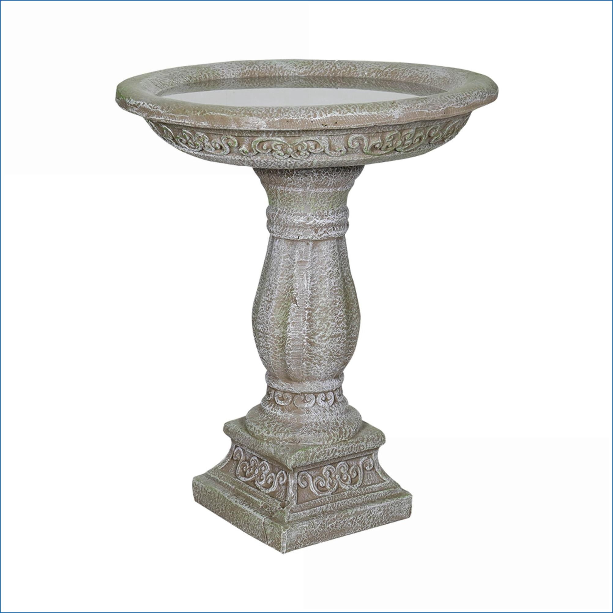Bird Baths | 23.8" Tall Outdoor Pedestal Bird Bath for Garden, Patio & Lawn | Concrete Cement | Single Tier Pedestal