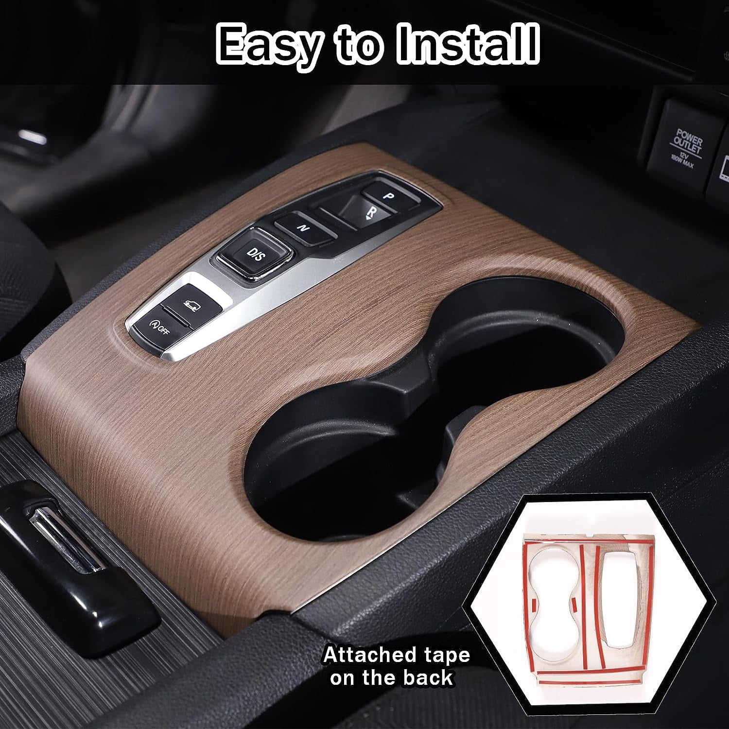TINKI Gear Shift Panel Cover Trim for Honda Pilot 2016-2022/ Ridgeline 2020-2023/ Passport 2019-2023, ABS Automotive Center Consoles Cup Holder Cover Protector Accessories