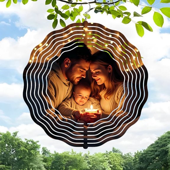 Whimsical 3D Metal Hanging Wind Spinners for Yard & Garden - Decorative Spiral Design with Soft Glow Effect