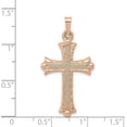 thumbnail image 4 of 14K Rose Gold Brushed and Polished Budded Cross Pendant - 35mm, 4 of 6