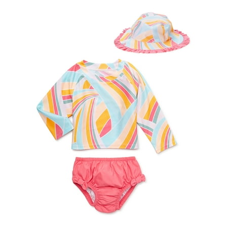 

Wonder Nation Baby Girls Rash Guard and Diaper Cover 2-Piece Sizes 0-12M