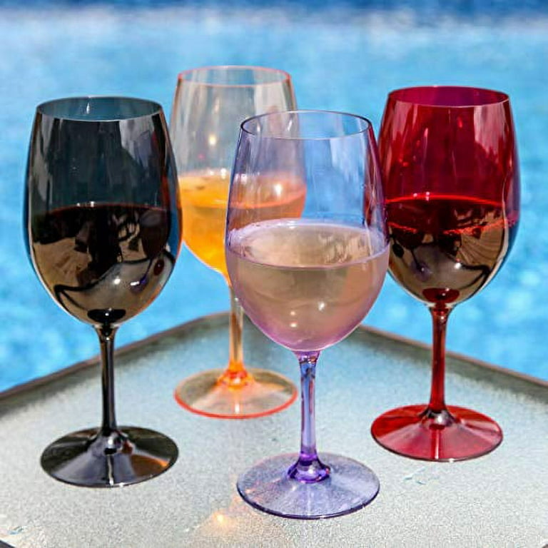 Lily's Home Unbreakable Poolside Acrylic Stemless Wine Glasses and Water  Tumblers, Made of Shatterproof Plastic and