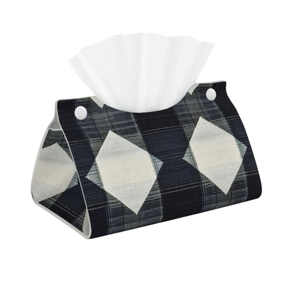 Long Leather Paper Towel Pack 7.9in X 4.9in X 4.5in Waterproof Durable Folding Storage For Coffee Table Dining Table Bed Table Work Table Argyle Plaid Dimgray_95746_2