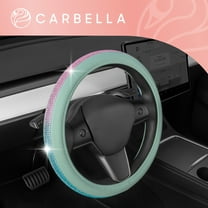 Carbella Mint Green Diamond Bling Steering Wheel Cover for Women, Standard 15 Inch Size Fits Cars Trucks SUV