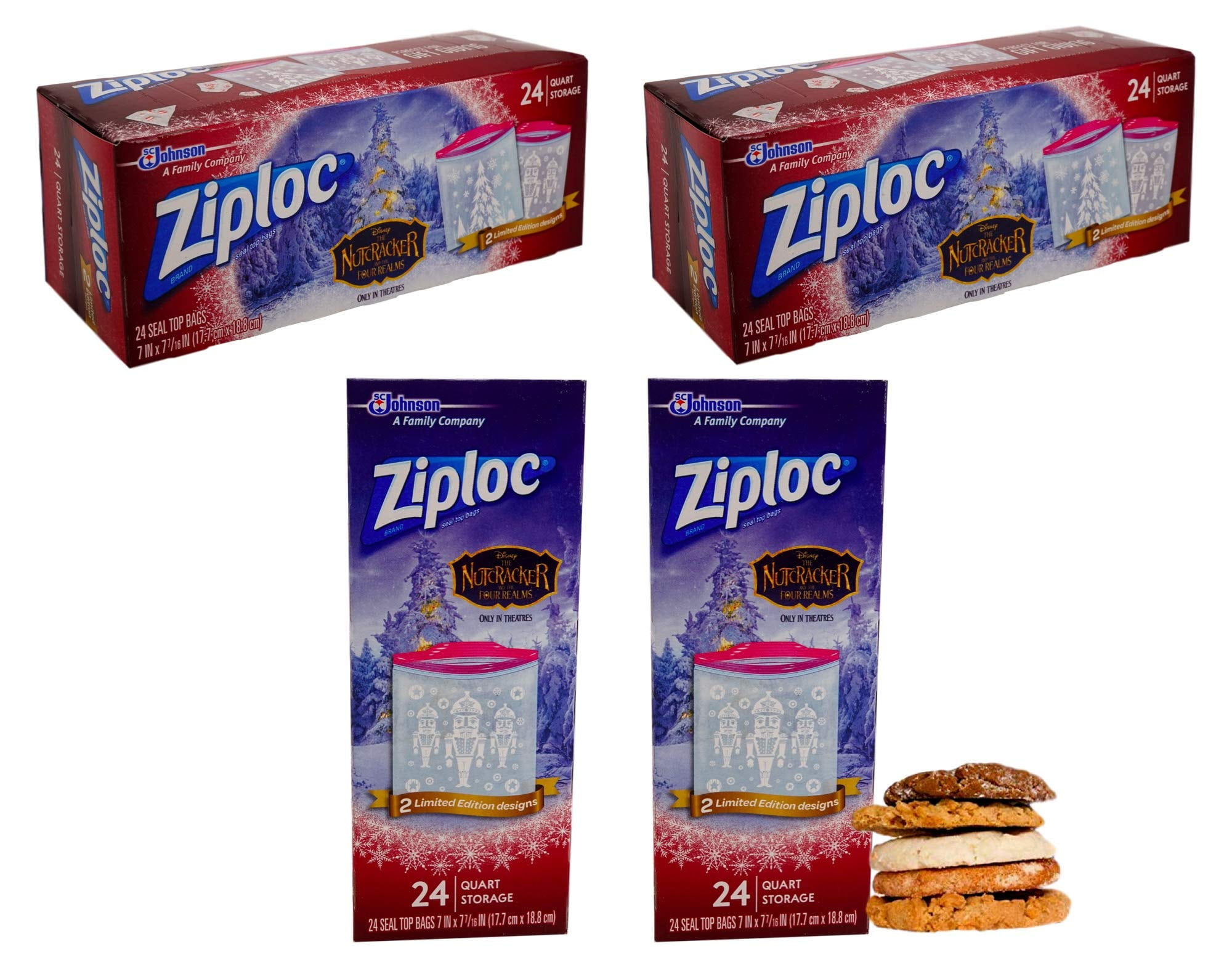 Nutcracker Holiday Storage Bags (4 Pack, Quart, 24 Count Each) Limited