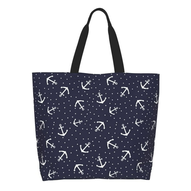 Fotbe Anchor Bolsa Tote Estética de Lona con Estampado para Mujer - Bolsa Reutilizable de Hombro Casual para Vacaciones, Compras, Trabajo y Gimnasio