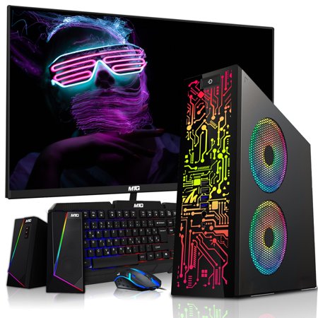 Restored HP G2 Desktop Computer PC, Intel Core i3, 16GB RAM, 1TB SSD, 24 Inch Monitor, RGB Speaker, RGB Keyboard with AI-Enabled Copilot Key Mouse, 2X ARGB Fan WiFi, Win 10 Pro (Refurbished)