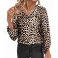 thumbnail image 3 of Womens Sleeve V Neck Blouses Casual Loose Fit Tunic Tops Leopard Print M, 3 of 8