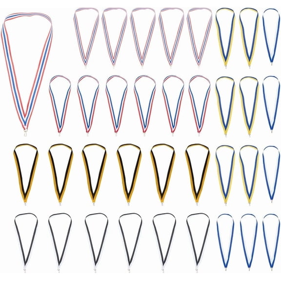 36 Pcs Striped Medal Lanyards 6 Colors Polyester Award Neck Ribbons Medals Neck Ribbons with Snap Clips