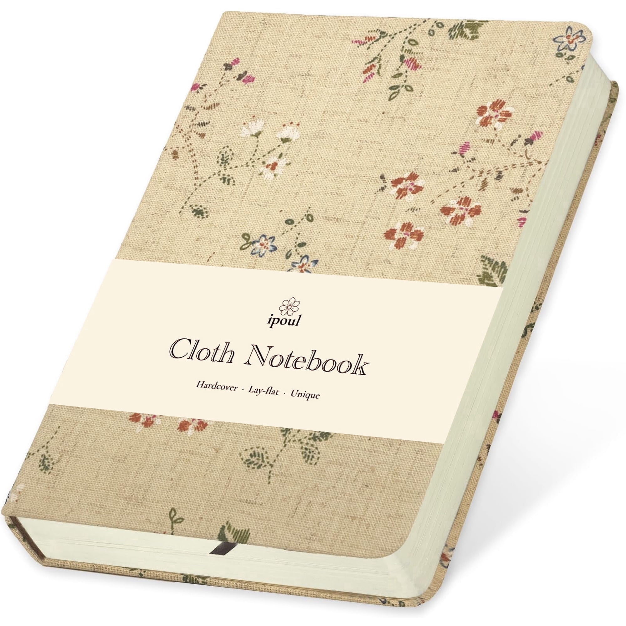 ipoul Floral Journal, Linen Notebook, Hardcover, Lined & Unlined Sketchbook, Smal, 5x7, Lay Flat, B6, Apricot