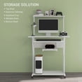 thumbnail image 3 of White Mobile Computer Desk with Keyboard Tray & Shelves - Rolling Study Table for Home Office, 31.5" x 19.7", 3 of 7