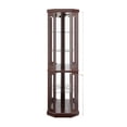 thumbnail image 4 of DEALTOPS Vintage Corner Curio Cabinet with Light Bulb, Lighted Glass Display Cabinet with Adjustable Shelves, Cherry, 4 of 9