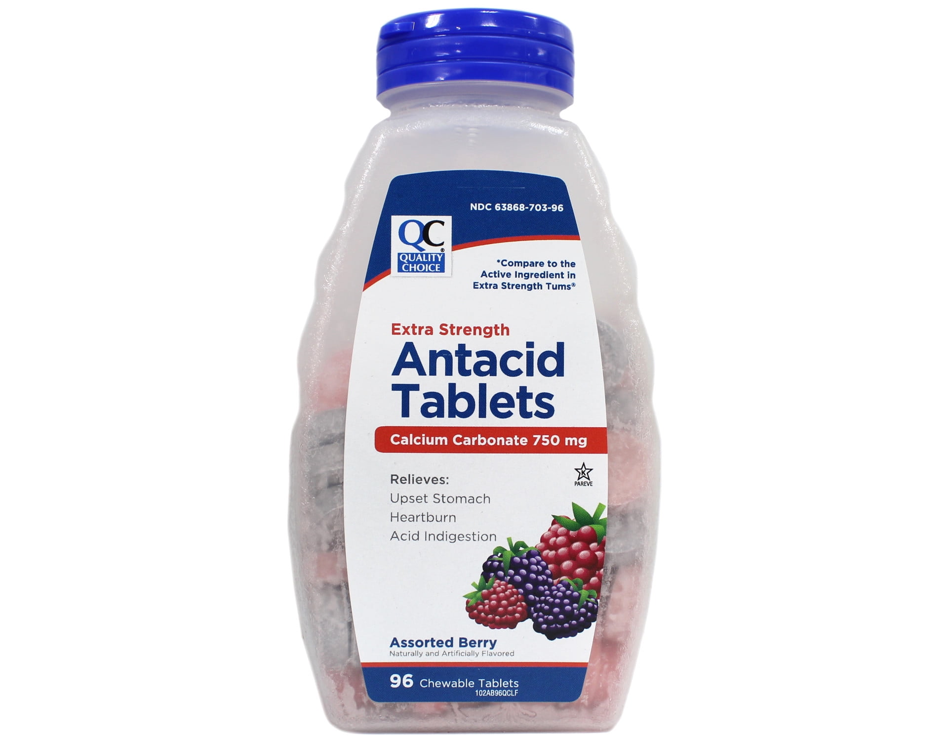 Quality Choice Extra Strength Assorted Berries Antacid Chewable 96 Each