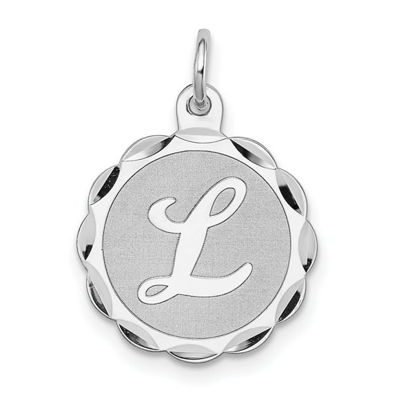 Diamond2Deal 925 Sterling Silver Brocaded Letter L Initial Pendant for Women (L- 0.87 in, W-0.63 in)