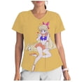 thumbnail image 4 of Blusa de salón de belleza con cuello en V y estampado de Sailor Moon para mujer, ropa de trabajo, de manga corta, 4 of 5