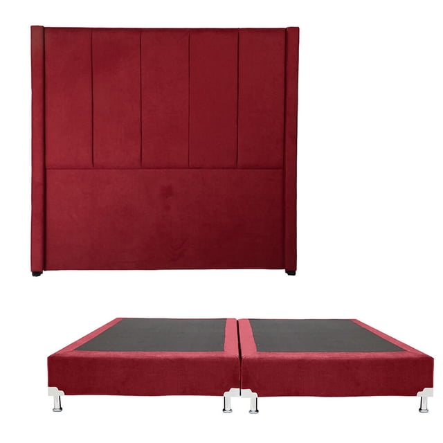 Box Base Cama King Size + Cabecera Nizza Rojo