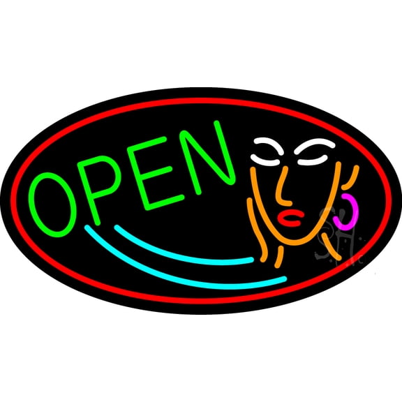 Girl Logo Open LED Neon Sign 20 x 37 - inches, Black Square Cut Acrylic Backing, with Dimmer - Bright and Premium built indoor LED Neon Sign for Defence Force.