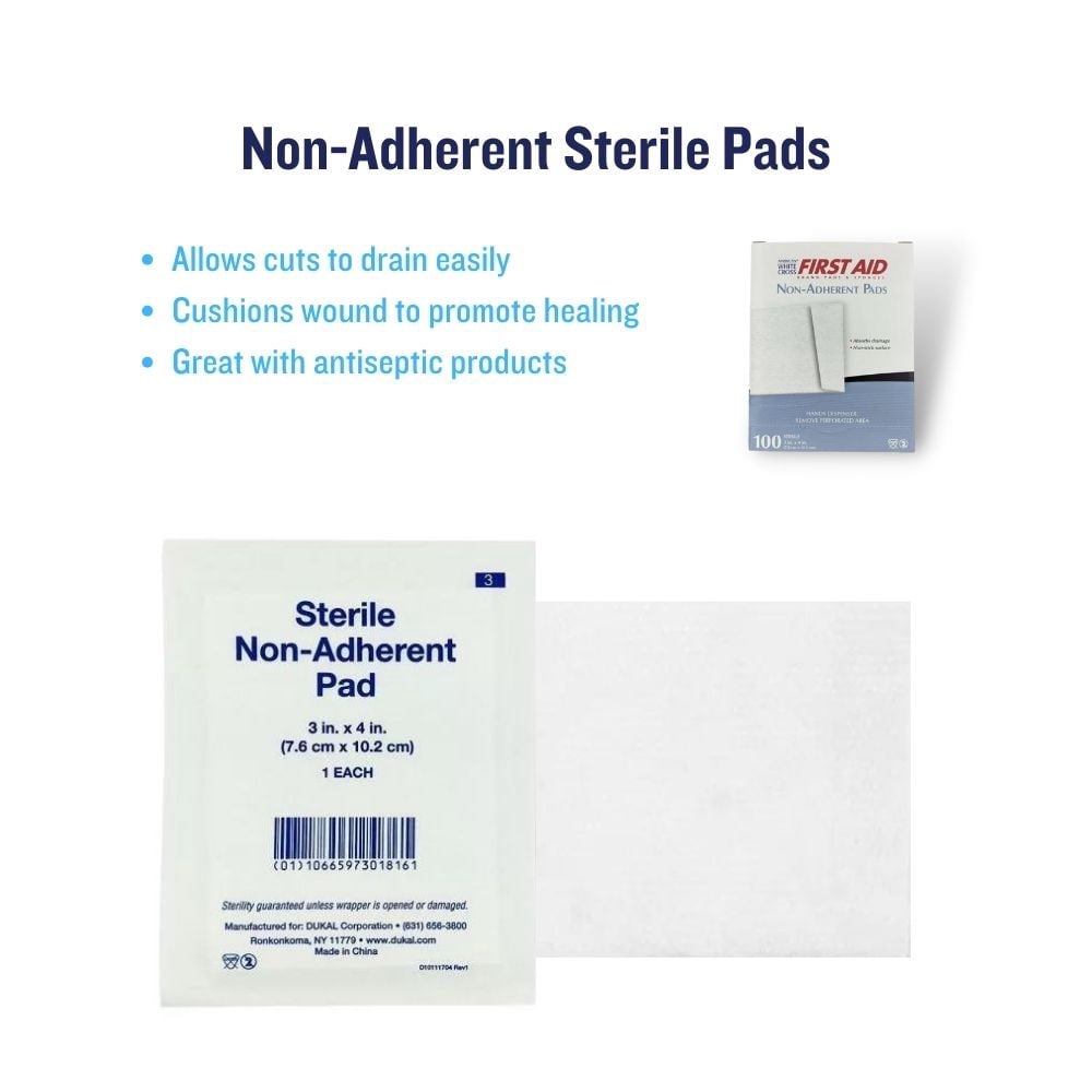 3"X4" White Non-Adherent Sterile Gauze Pads - 100 Pads/Box (4 Boxes) (MS-40535)