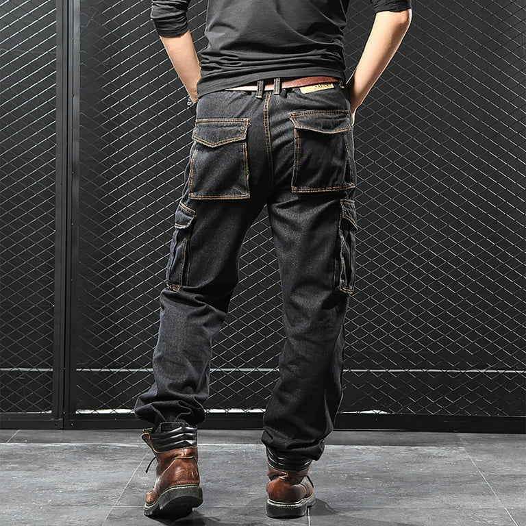 Muscularfit Big Tall Stretch Jeans Men Capri Black Denim Jeans