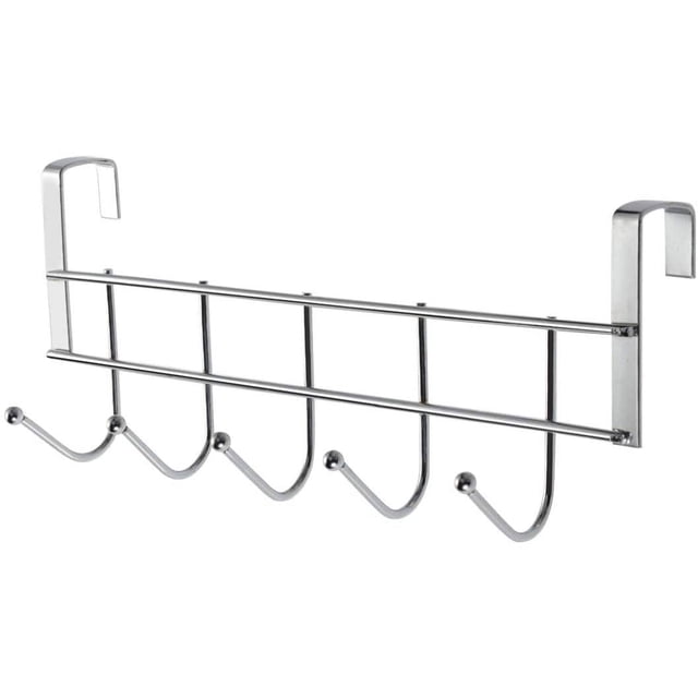 Over The Door Hook Rack With Smooth Surface, Fashionable Design For Regular Clothes, Multi-purpose Hooks With Space Saver Organizer Ideal For Coats Hats Purses, Solid Stainless Steel Construction