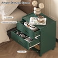 thumbnail image 5 of ZOSQUARE Modern Nightstand Set of 2, Green Fluted Bedside Table with 2 Drawers and Open Shelf, End Tables with Gold Knobs for Bedroom, Living Room, 5 of 6
