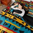 thumbnail image 4 of Manfei Retro Geometric Triangle 7 Pieces Bedding Comforter Set,Vintage Plaid Stripe Full Bedding Set,Colorful bohemian Style Fitted Sheet Flat Sheet For Girls Kids,Microfiber Bedroom Decor Reversible, 4 of 8