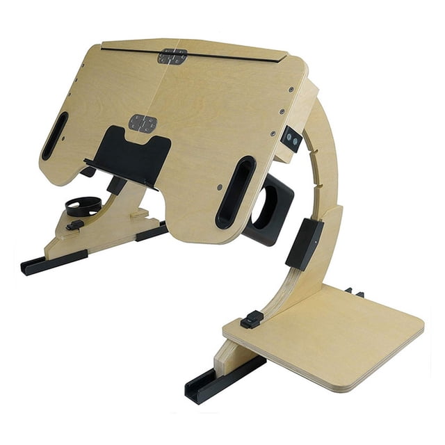 Bureau Allongé Multifonction pour Personne Paresseuse en Bois, Support de Cahier Réglable à 360°, Support d'Ordinateur de Bureau, Support Pliable Portable