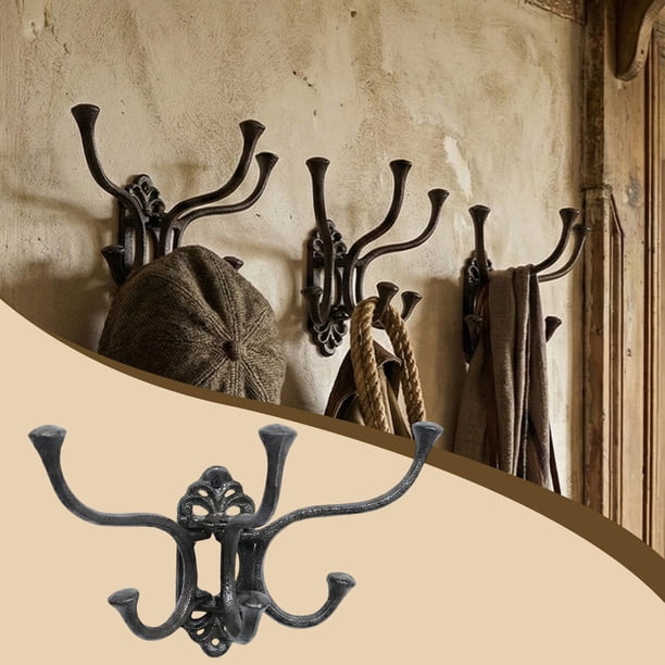 Gancho de pared,Gancho de pared decorativo para perchero,gancho para sombreros y ropa,Perchero rústico con gancho para llaves y toallas vintage para baño,Soporte de pared para almacenamiento