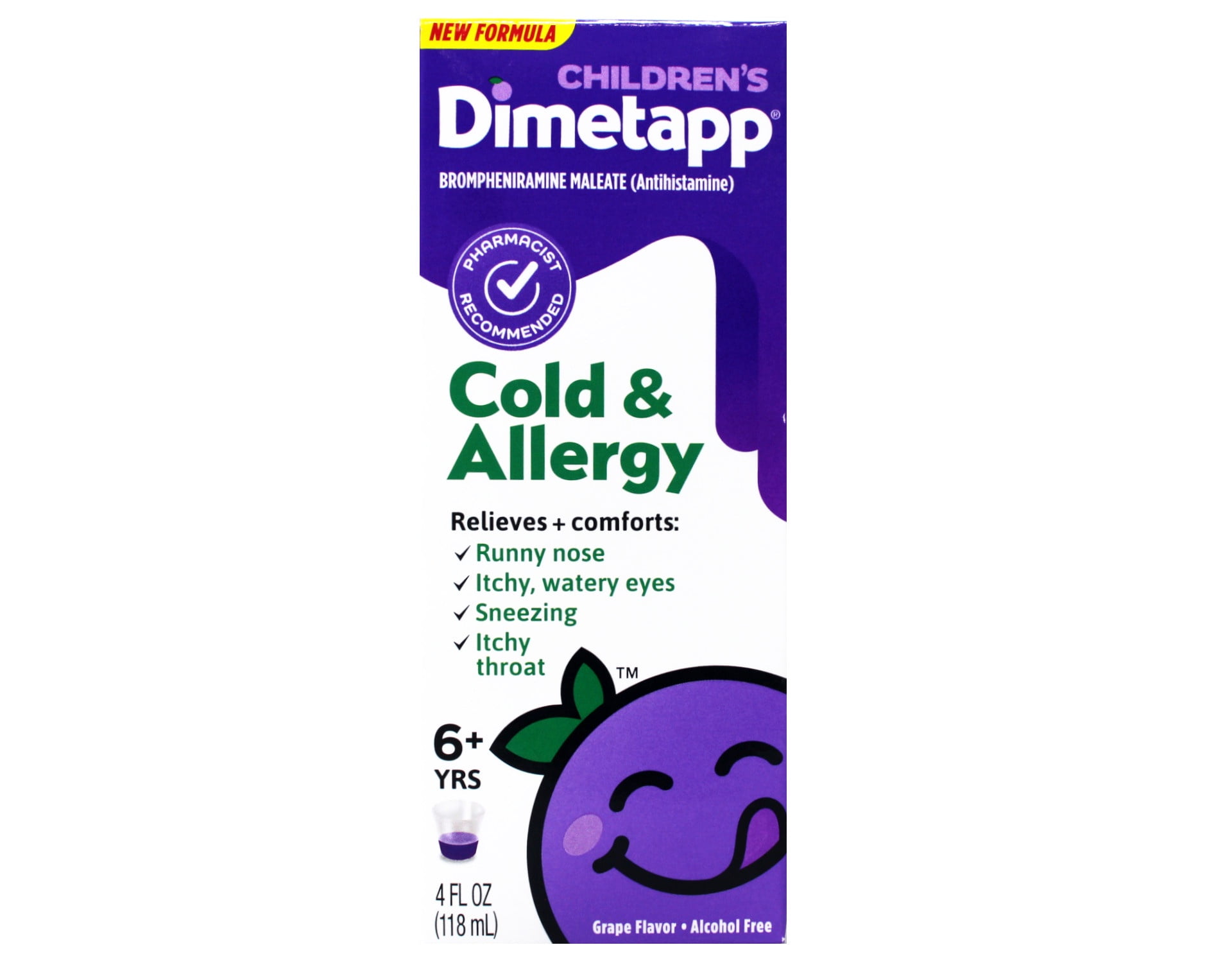 4 Pack Dimetapp Children's Cold & Allergy Cold Grape Flavor 4 Oz Each