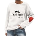 thumbnail image 2 of HOMBOM Womens Valentines Sweatshirt Crew Neck White Pullover Hoodless Long Sleeve Trendy Tops for Women Graphic, 2 of 5