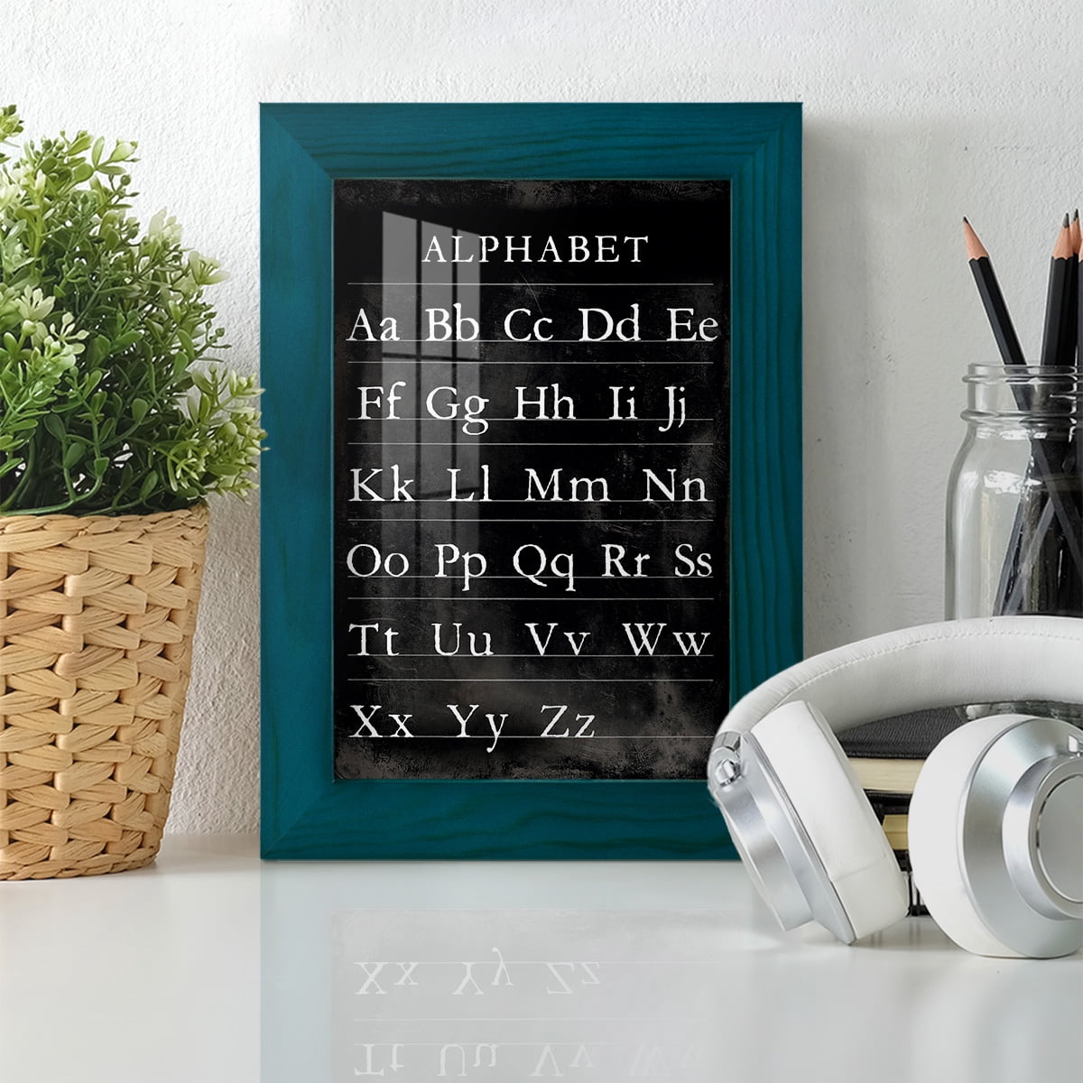 Alphabet Chart - Framed Print w/glass - Ocean Blue