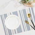 thumbnail image 4 of SMIXLN Placemats Set of 4, Vinyl Woven Place Mats for Kitchen Table Indoor/Outdoor, Washable Placemat Wipeable Dining Table Mats, Silver Stripe, 12x18 Inch, 4 of 7