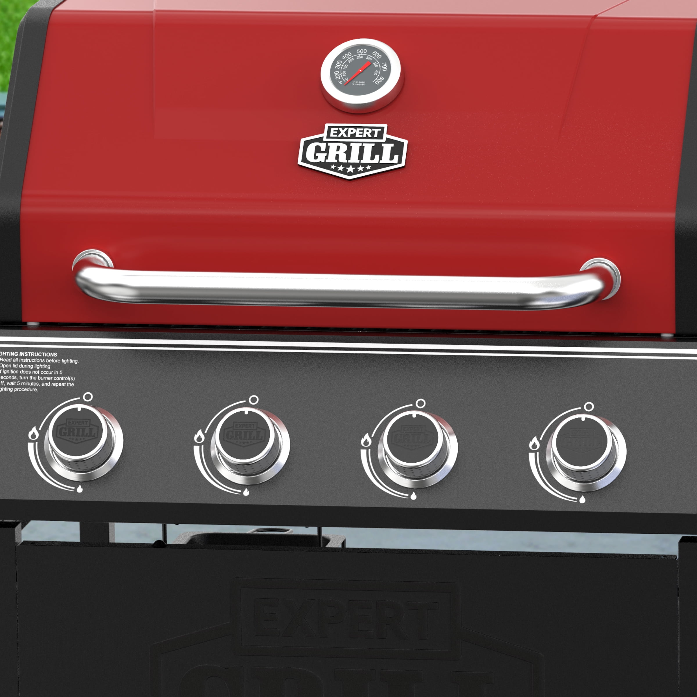 Expert Grill 4-Burner Gas Grill with Side Burner, Red