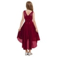 thumbnail image 2 of Hansber Girls Sleeveless Floral Lace High Low Chiffon Party Dress Bridesmaid Wedding Birthday Party Pageant Gown Burgundy 10, 2 of 7