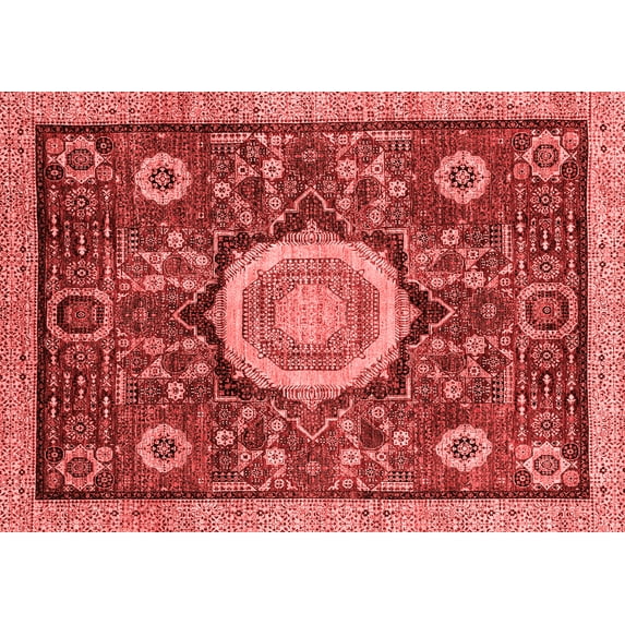 Ahgly Company Indoor Rectangle Abstract Red Modern Area Rugs, 2' x 3'