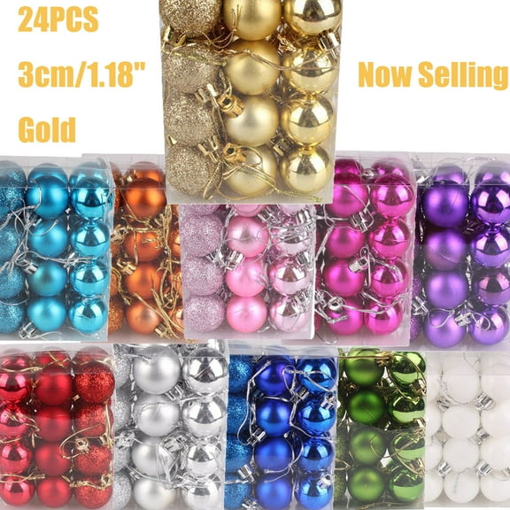 Christmas Decorations Clearance! Decorative Balls 24PCS Christmas Tree Ornament Pendant Party Supplies Tree Hanging Plastic Ball 3cm/1.18in Gifts