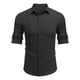 thumbnail image 2 of Camisas Para Hombre Camisa de manga larga de solapa con hebilla de bolsillo de temperamento adelgazante de algodón para hombre (Black, XXL), 2 of 4