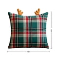thumbnail image 2 of LIORAGLJ Christmas Plaid Throw Pillow with Reindeer Antlers 3D Holiday Cushion for Sofa Bed, 2 of 7