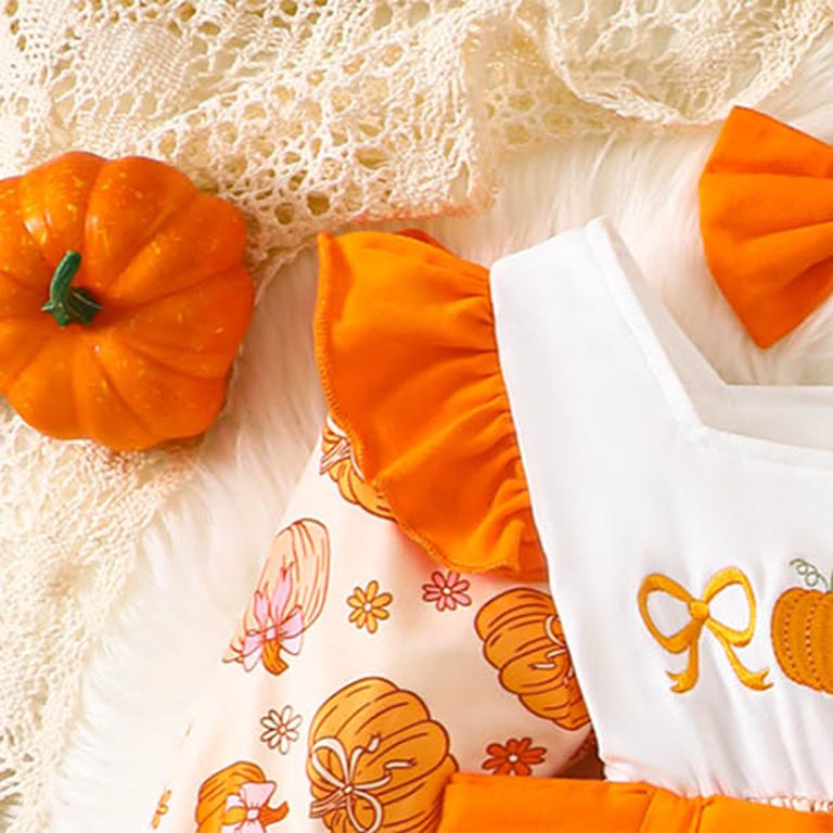 mgoYE Halloween Baby Girl Clothes 0-3 Months Pumpkin Dress Long Sleeve Dress  Cute Halloween Outfit|Orange 3-6 Months - Walmart.com