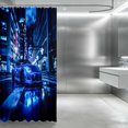 thumbnail image 3 of Erosebridal Sports Car Shower Curtain 72Wx84L, City Night Bathroom Shower Curtain, Blue Neon City, 3 of 5